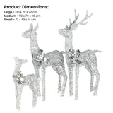 Christabelle Christmas Reindeer Display Set 3 Indoor & Outdoor Decorations Acrylic Beads Cool White LED Lights Silver