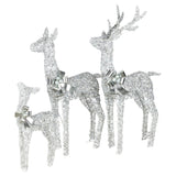 Christabelle Christmas Reindeer Display Set 3 Indoor & Outdoor Decorations Acrylic Beads Cool White LED Lights Silver