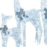 Christabelle Christmas Reindeer Display Set 3 Indoor & Outdoor Decorations Acrylic Beads Cool White LED Lights Silver