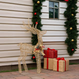 Christabelle Light Up Christmas Reindeer Display Indoor & Outdoor Decoration Warm White LED Lights Gold Bow Wire Frame