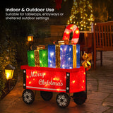 Christabelle Christmas Cart Display w/Candy Cane & Presents Warm White LED Lights Wire Frame Structure Indoor & Outdoor