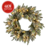 Christabelle 61cm Christmas Wreath Snowy Stamford Spruce with Coloured LED Lights Front Door Decoration Ornament