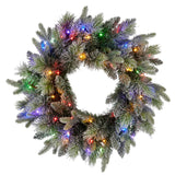 Christabelle 61cm Christmas Wreath Snowy Stamford Spruce with Coloured LED Lights Front Door Decoration Ornament