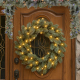 Christabelle 61cm Christmas Wreath Snowy Stamford Spruce with Coloured LED Lights Front Door Decoration Ornament
