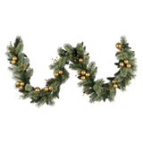 Christabelle 2.7m Christmas Garland with Gold Baubles and LED Lights Mantle Decoration Ornament