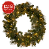 Christabelle 1.22m Split 2pc Christmas Wreath with LED Lights Pine Dual Front Doors Decoration Ornament