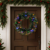 Christabelle 61cm Christmas Wreath with LED Lights Glittery Gold Pine re-Lit Front Door Decoration Ornament