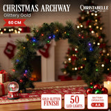Christabelle 60cm Tabletop Christmas Archway Garland with LED Lights Gold Mantle Decoration Ornament