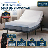 Therapedic Advance Long Single Adjustable Bed Frame Base with Head Tilt, Massage, USB & Wireless Remote