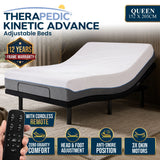 Therapedic Advance Queen Adjustable Bed Frame Base with Head Tilt, Massage, USB & Wireless Remote