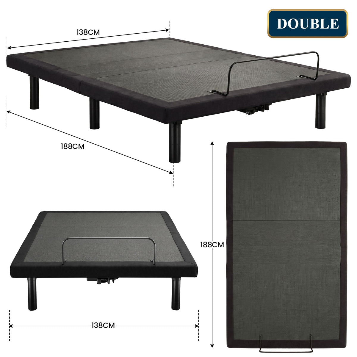 Therapedic Motion Double Adjustable Bed Base Electric Motorised Frame with Wireless Remote & Preset