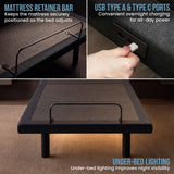 Therapedic Versa Electric King Single Adjustable Bed Base Frame with Massage Dual Motor Zero Gravity & Wireless Remote