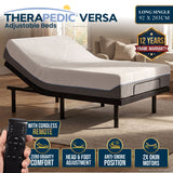 Therapedic Versa Electric Long Single Adjustable Bed Base Frame with Massage Dual Motor Zero Gravity & Wireless Remote