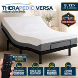 Therapedic Versa Electric Queen Adjustable Bed Base Frame with Massage Dual Motor Zero Gravity & Wireless Remote