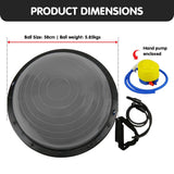 Powertrain 58cm Half Yoga Ball Balance Trainer Anti-Slip Stability Dome for Home Gym Core Fitness Workout Grey