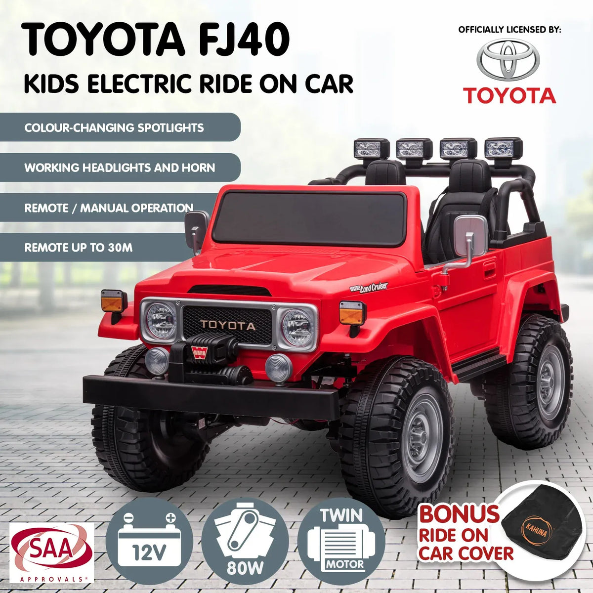 Kahuna Licensed Toyota FJ-40 Electric Kids Ride On Car by Kahuna - Red
