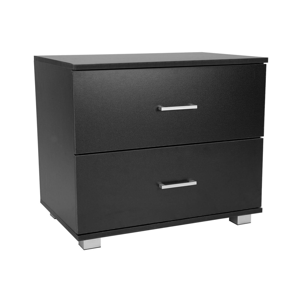 Sarantino Bedside Table Cabinet Storage Chest 2 Drawers - Black
