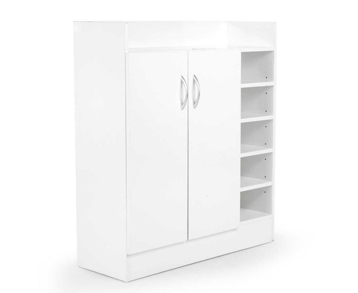 Sarantino 21 Pairs Shoe Cabinet Storage Organiser Shelf 2 Doors 80 x 30 x 90cm in White
