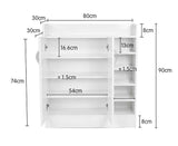Sarantino 21 Pairs Shoe Cabinet Storage Organiser Shelf 2 Doors 80 x 30 x 90cm in White