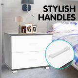 Sarantino Bedside Table Cabinet Storage Chest 2 Drawers White Black