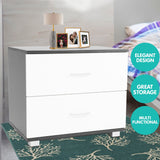 Sarantino Bedside Table Cabinet Storage Chest 2 Drawers White Black
