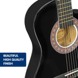 Karrera Childrens 34in Wooden Acoustic Guitar Kids - Black
