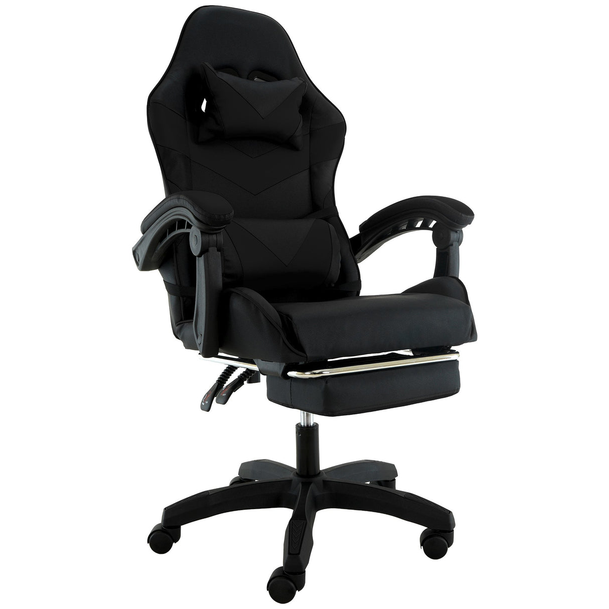 Sarantino Cueva Reclining High Back Office Gaming Chair Black Retractable Footrest Computer Seat