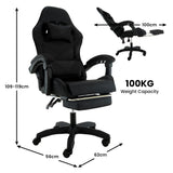 Sarantino Cueva Reclining High Back Office Gaming Chair Black Retractable Footrest Computer Seat