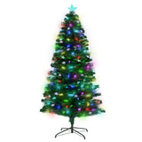 Christabelle 1.8m Pre-Lit Fibre Optic Artificial Christmas Tree with Multicolour Twinkling Star Lights