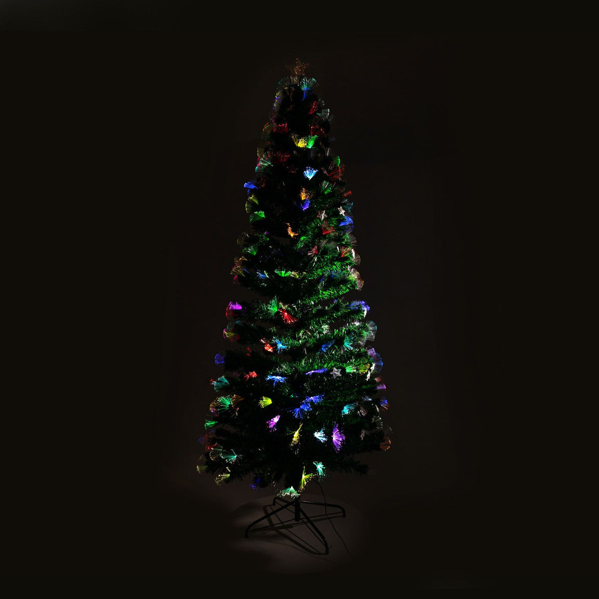Christabelle 1.8m Pre-Lit Fibre Optic Artificial Christmas Tree with Multicolour Twinkling Star Lights