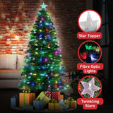 Christabelle 1.8m Pre-Lit Fibre Optic Artificial Christmas Tree with Multicolour Twinkling Star Lights