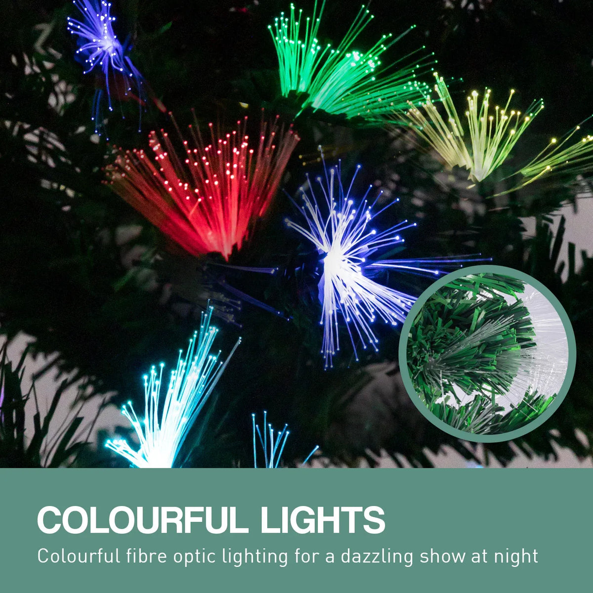 Christabelle 1.8m Pre-Lit Fibre Optic Artificial Christmas Tree with Multicolour Twinkling Star Lights