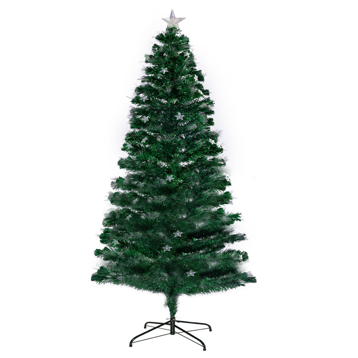 Christabelle 2.1m Pre-Lit Fibre Optic Artificial Christmas Tree with Multicolour Twinkling Star Lights