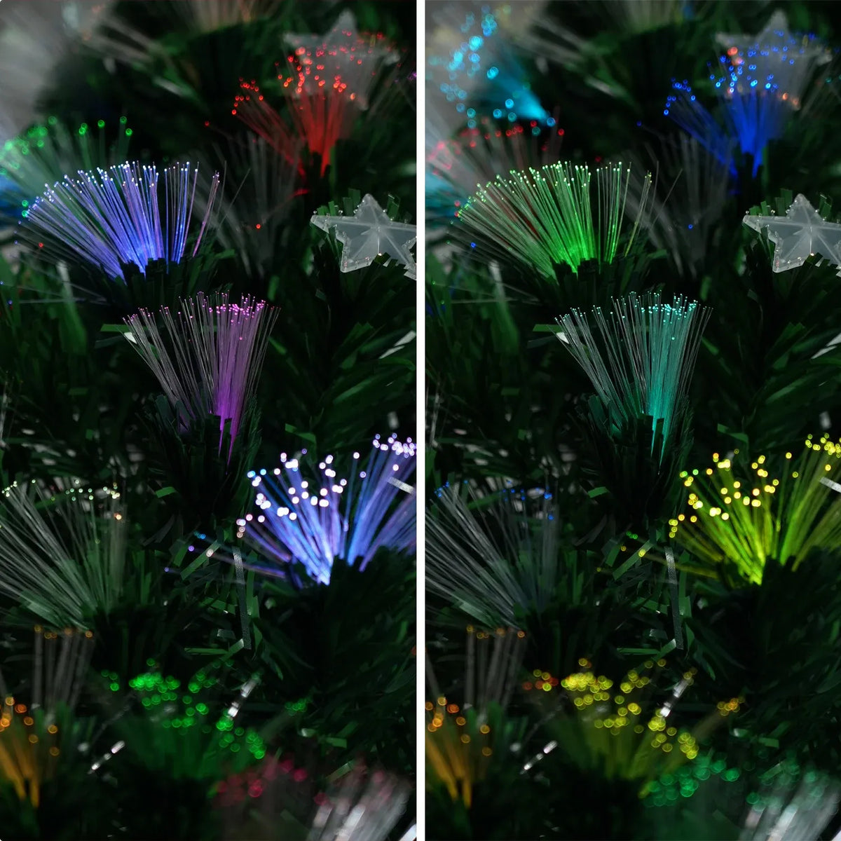 Christabelle 2.1m Pre-Lit Fibre Optic Artificial Christmas Tree with Multicolour Twinkling Star Lights