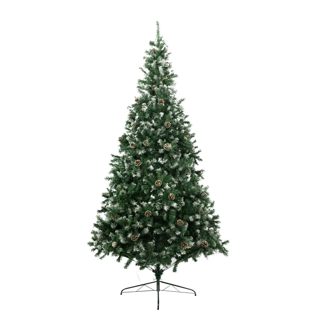 Christabelle 2.4m Pre-Lit LED Artificial Christmas Tree with Snow Tipped Needles Pine Cones Stand