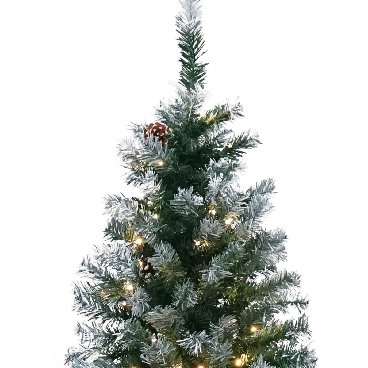 Christabelle 2.7m 9ft Pre-Lit LED Artificial Christmas Tree with Snow Tipped Needles Pine Cones Stand