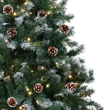 Christabelle 2.7m 9ft Pre-Lit LED Artificial Christmas Tree with Snow Tipped Needles Pine Cones Stand