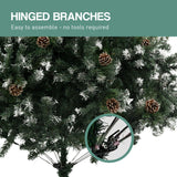 Christabelle 2.7m 9ft Pre-Lit LED Artificial Christmas Tree with Snow Tipped Needles Pine Cones Stand