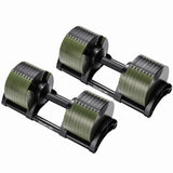 Powertrain Eon 90kg Adjustable Dumbbells Pair (2x 45kg) Quick Dial Strength Training Free Weights for Home Gym, Green