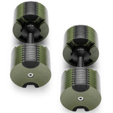 Powertrain Eon 90kg Adjustable Dumbbells Pair (2x 45kg) Quick Dial Strength Training Free Weights for Home Gym, Green