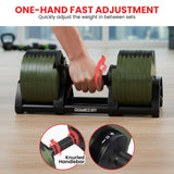 Powertrain Eon 90kg Adjustable Dumbbells Pair (2x 45kg) Quick Dial Strength Training Free Weights for Home Gym, Green