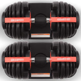 Powertrain 48kg Adjustable Dumbbells 15-in-1 Home Gym Weights – Red