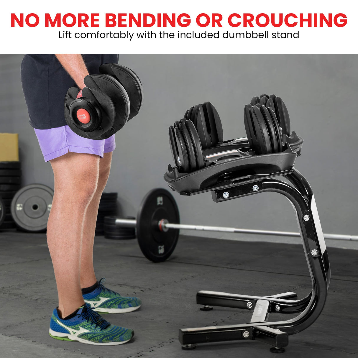 Powertrain 48kg Adjustable Dumbbells with Dumbbell Stand – Red