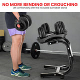 Powertrain 48kg Adjustable Dumbbells with Dumbbell Stand – Red