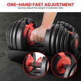 Powertrain 48kg Adjustable Dumbbells with Dumbbell Stand – Red
