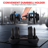 Powertrain 48KG Adjustable Dumbbell Set With Stand Blue