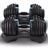 Powertrain 48KG Adjustable Dumbbell Set With Stand Blue
