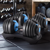 Powertrain 2x 24kg Adjustable Dumbbell Home Gym Set
