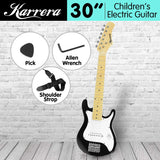Karrera Kids Electric Guitar Junior Beginner Double Cutaway Scaled-Down Instrument for Children - Black