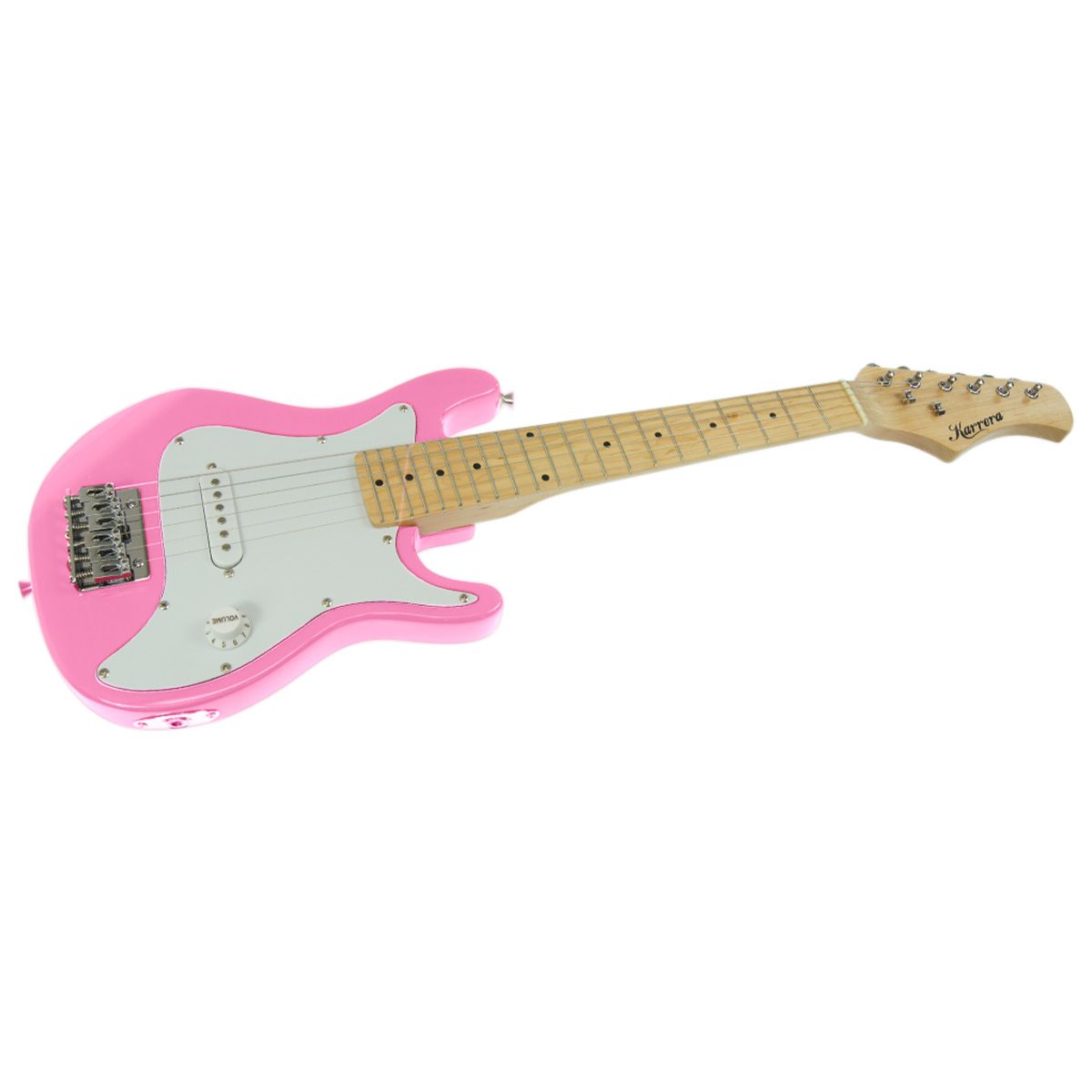 Karrera Kids Electric Guitar Junior Beginner Double Cutaway Scaled-Down Instrument for Children - Pink